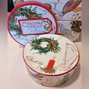 Williams-Sonoma CHRISTMAS CAROLS 6 Christmas Song Inspired Luncheon PLATES NWT